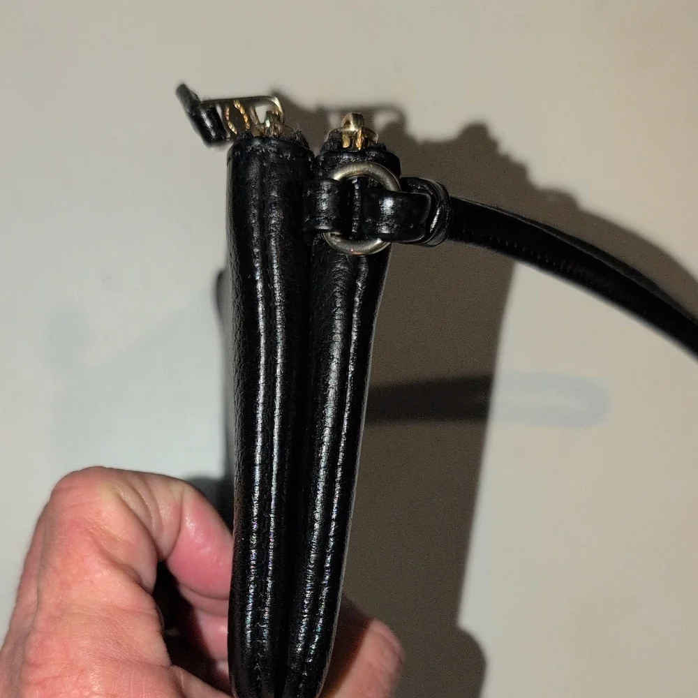 Coach Black Pebbled Leather Double Zip Wristlet